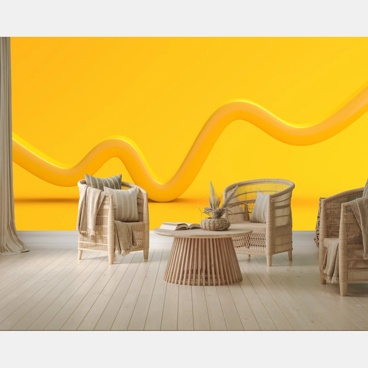 Fototapeta słoneczna żółta 3d krzywa abstrakcyjna – Wallissimo® Fototapeta słoneczna żółta 3d krzywa abstrakcyjna – Wallissimo®