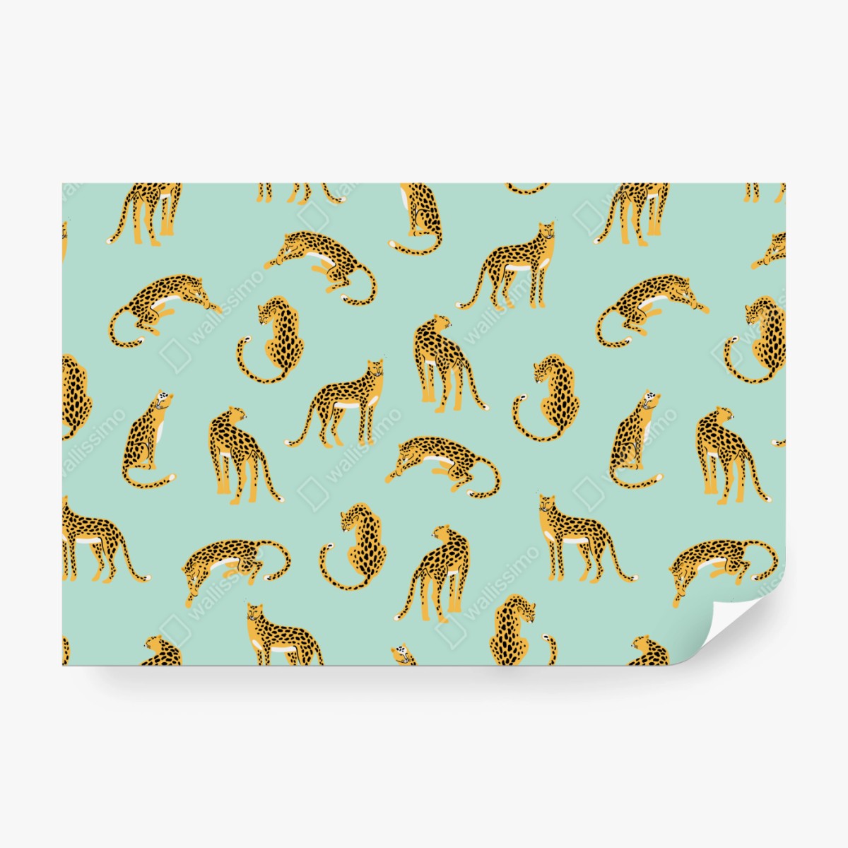 Fototapeta zabawny wzór gepardów na turkusowym tle – Wallissimo® Fototapeta zabawny wzór gepardów na turkusowym tle – Wallissimo®