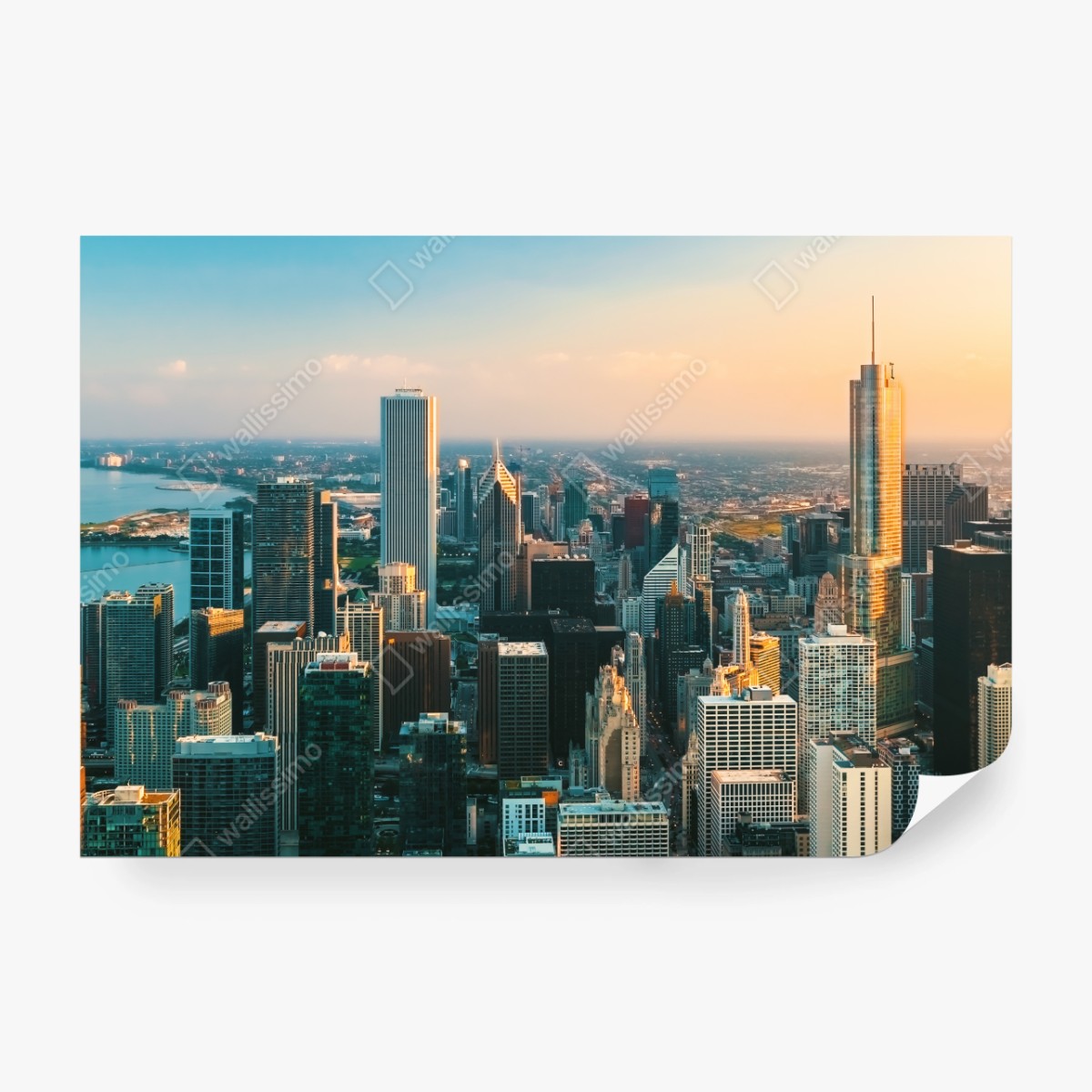 Fototapeta Chicago panorama miasta o zachodzie słońca – Wallissimo® Fototapeta Chicago panorama miasta o zachodzie słońca – Wallissimo®