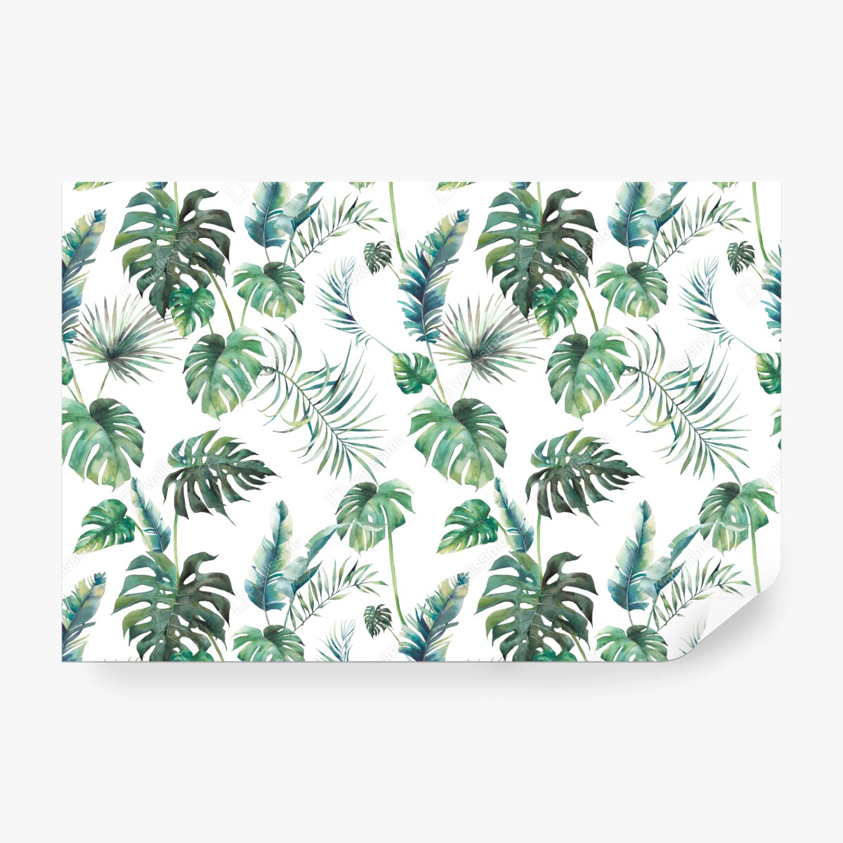 Fototapeta akwarelowy wzór tropikalnych liści – Wallissimo® Fototapeta akwarelowy wzór tropikalnych liści – Wallissimo®