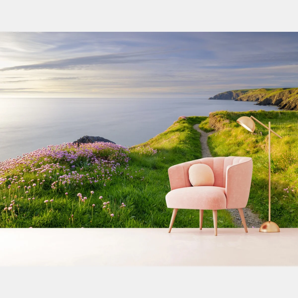 Fototapeta zatoka Ceibwr ścieżka nadmorska o zmierzchu – Wallissimo® Fototapeta zatoka Ceibwr ścieżka nadmorska o zmierzchu – Wallissimo®