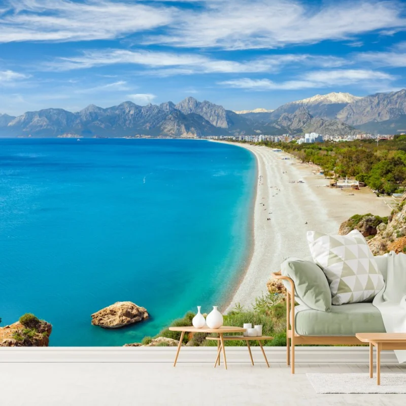 Fototapeta spokojna plaża Konyaalti, Antalya – Wallissimo® Fototapeta spokojna plaża Konyaalti, Antalya – Wallissimo®