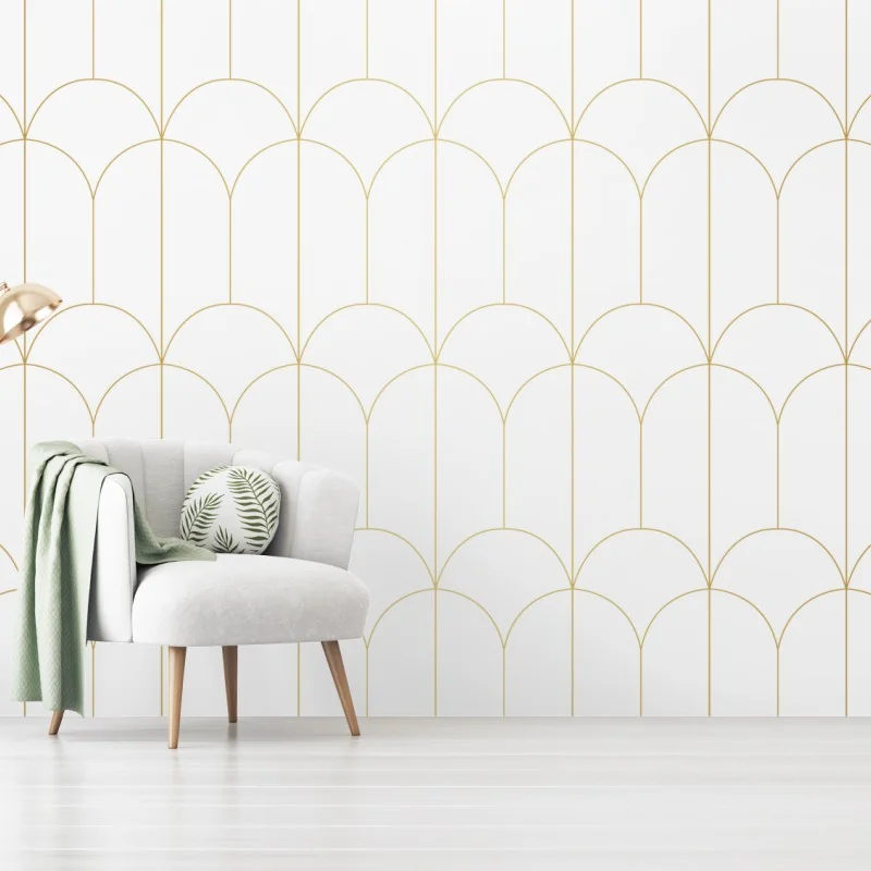 Fototapeta złoty art deco łukowy wzór – Wallissimo® Fototapeta złoty art deco łukowy wzór – Wallissimo®