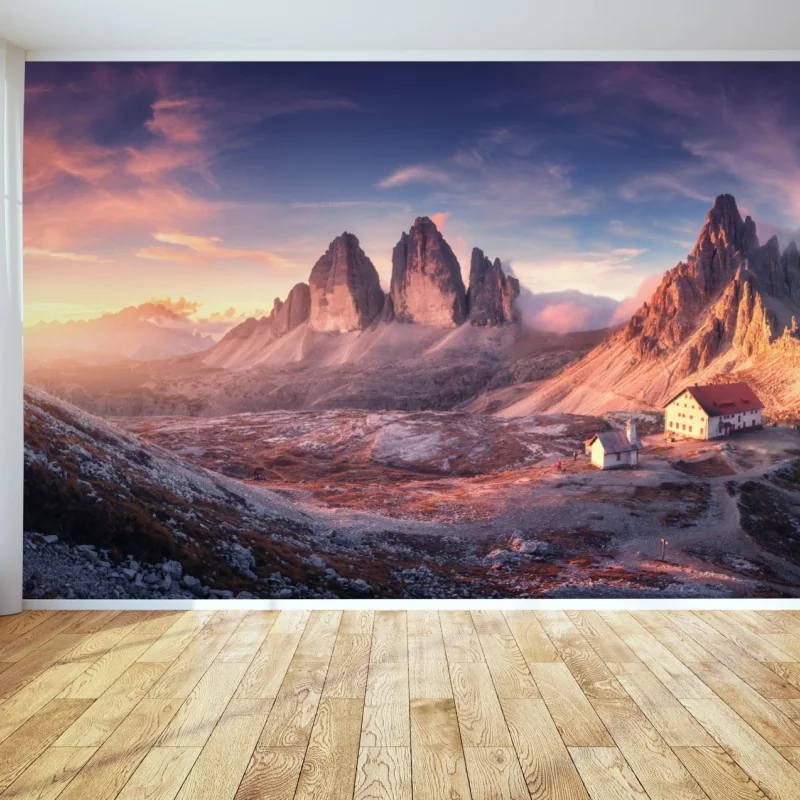 Fototapeta wschód słońca nad szczytami Dolomitów – Wallissimo® Fototapeta wschód słońca nad szczytami Dolomitów – Wallissimo®