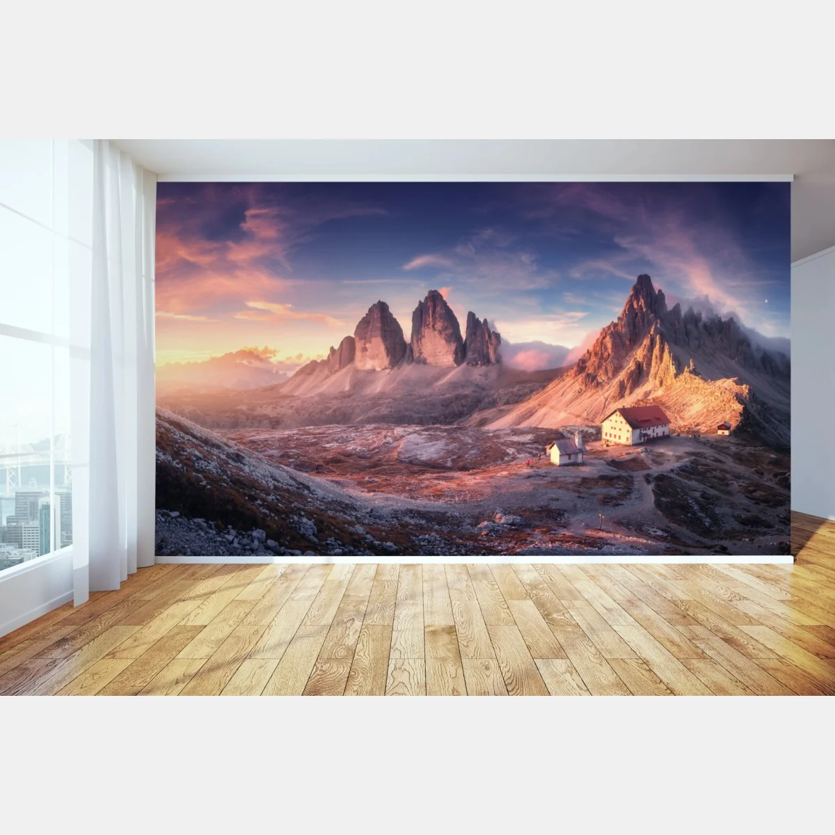 Fototapeta wschód słońca nad szczytami Dolomitów – Wallissimo® Fototapeta wschód słońca nad szczytami Dolomitów – Wallissimo®