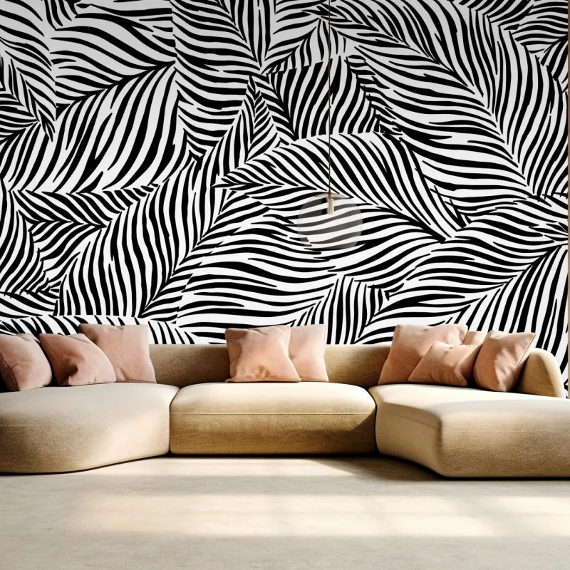 Fototapeta monochromatyczny wzór tropikalnych liści – Wallissimo® Fototapeta monochromatyczny wzór tropikalnych liści – Wallissimo®