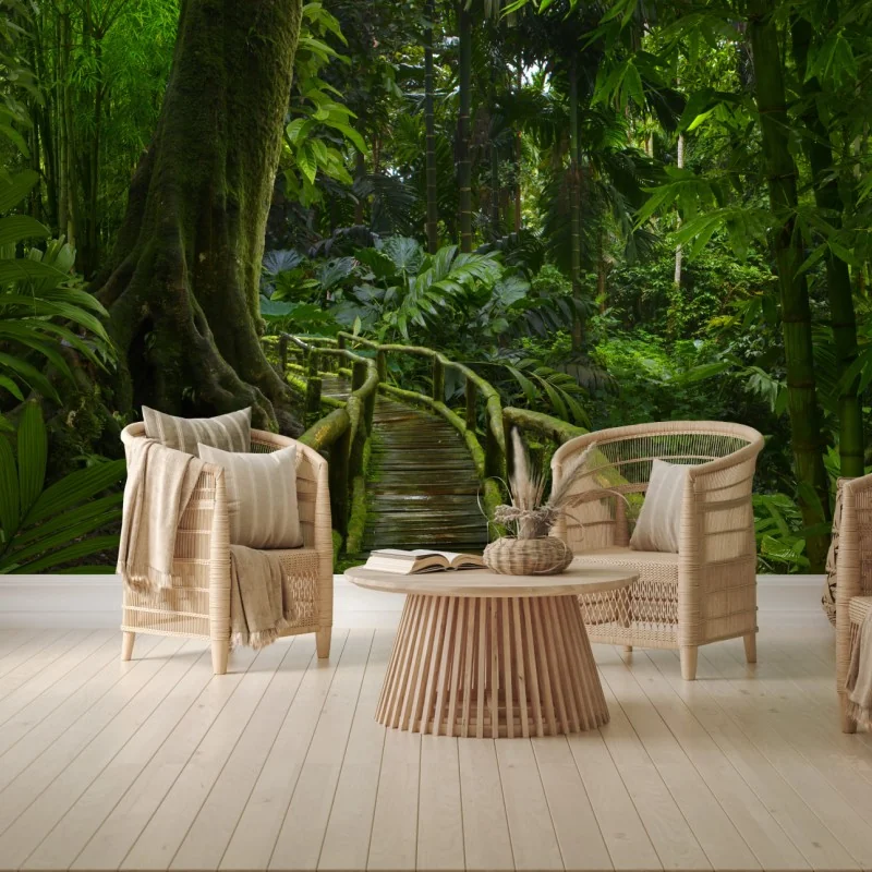 Fototapeta spokojna kładka w dżungli przez bujny las deszczowy – Wallissimo® Fototapeta spokojna kładka w dżungli przez bujny las deszczowy – Wallissimo®