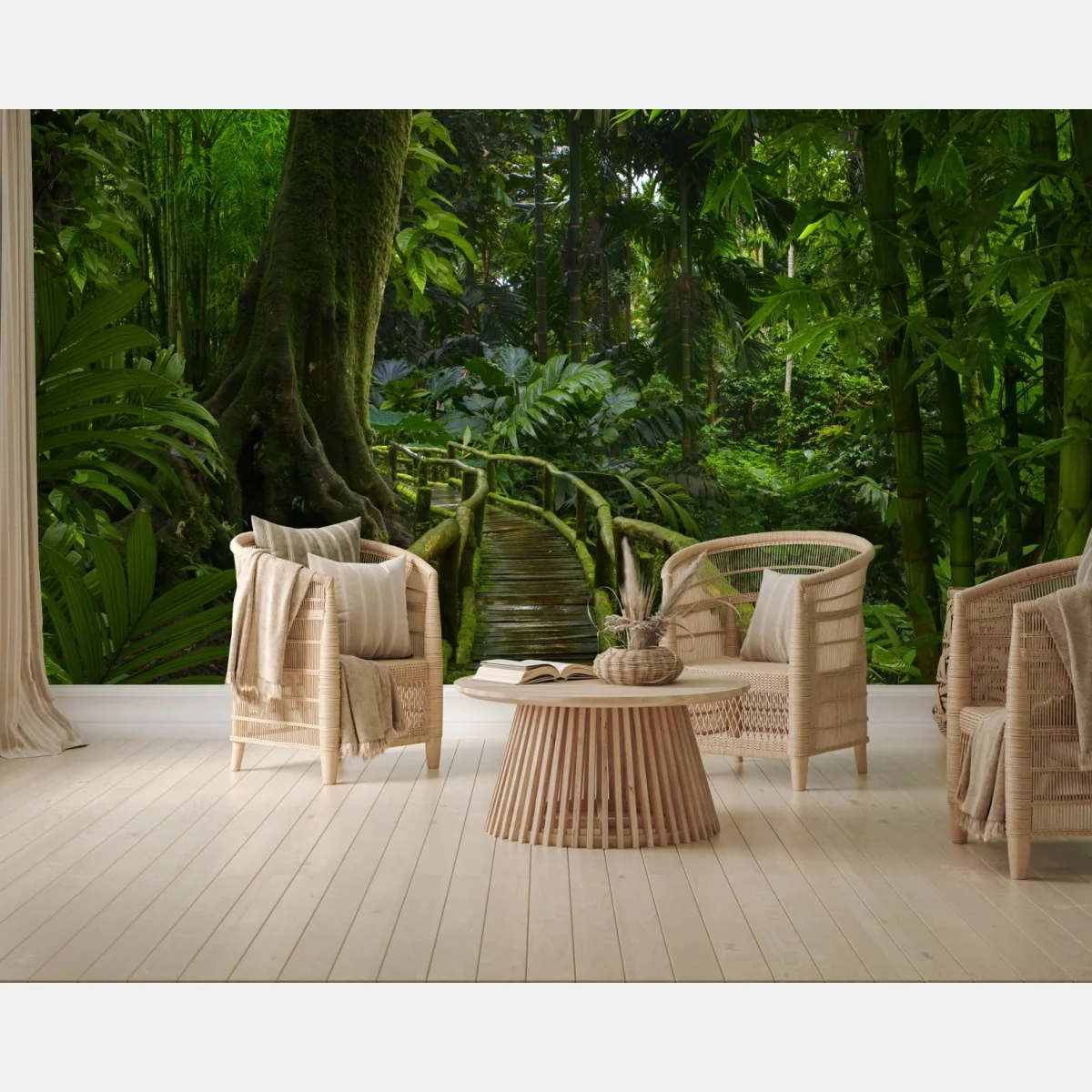 Fototapeta spokojna kładka w dżungli przez bujny las deszczowy – Wallissimo® Fototapeta spokojna kładka w dżungli przez bujny las deszczowy – Wallissimo®