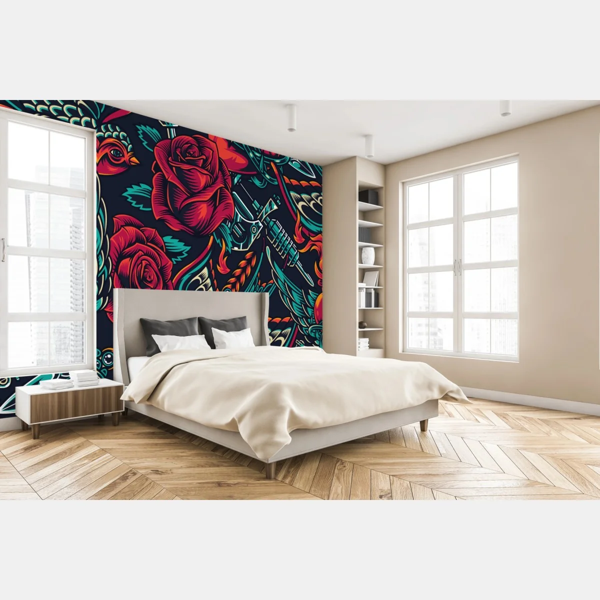 Fototapeta odważny wzór tatuażu z różami – Wallissimo® Fototapeta odważny wzór tatuażu z różami – Wallissimo®