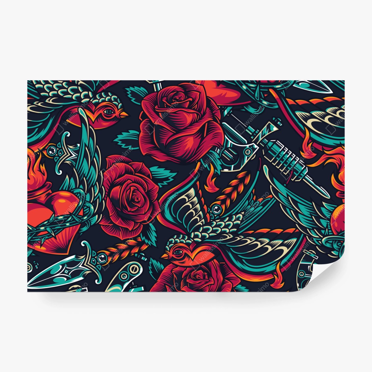 Fototapeta odważny wzór tatuażu z różami – Wallissimo® Fototapeta odważny wzór tatuażu z różami – Wallissimo®