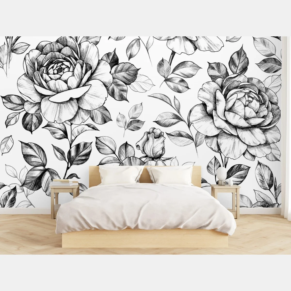 Fototapeta ręcznie rysowany wzór róż – Wallissimo® Fototapeta ręcznie rysowany wzór róż – Wallissimo®