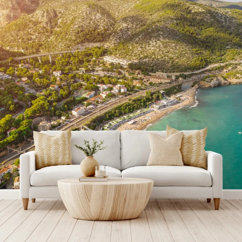 Fototapeta turkusowy nadmorski pejzaż z lotu ptaka – Wallissimo® Fototapeta turkusowy nadmorski pejzaż z lotu ptaka – Wallissimo®