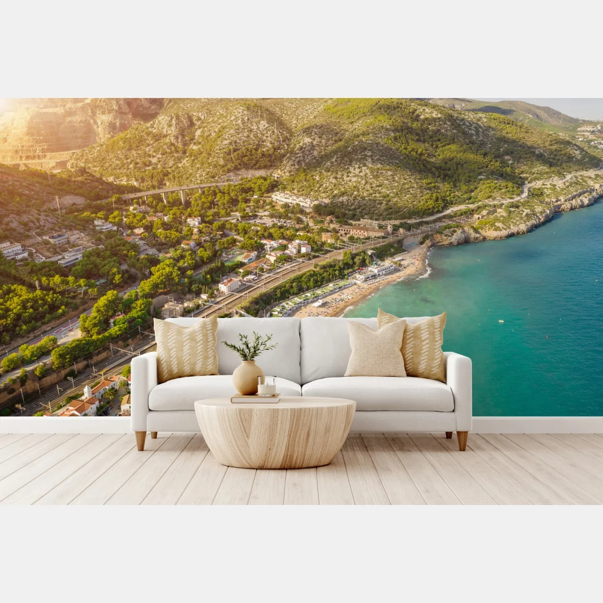 Fototapeta turkusowy nadmorski pejzaż z lotu ptaka – Wallissimo® Fototapeta turkusowy nadmorski pejzaż z lotu ptaka – Wallissimo®