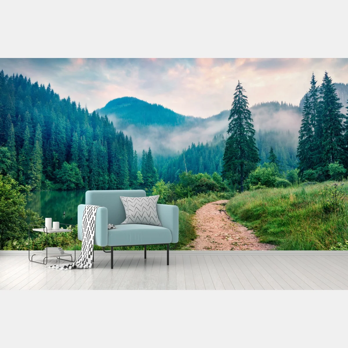 Fototapeta mglisty poranek nad Lacu Roșu – Wallissimo® Fototapeta mglisty poranek nad Lacu Roșu – Wallissimo®