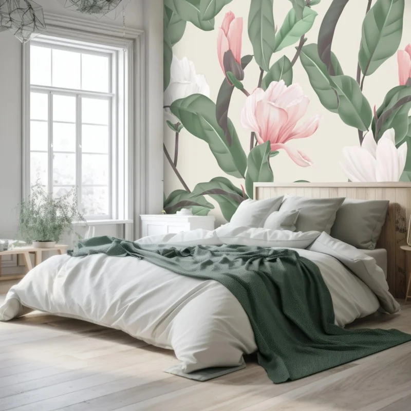 Fototapeta pastelowy wzór z magnolią – Wallissimo® Fototapeta pastelowy wzór z magnolią – Wallissimo®