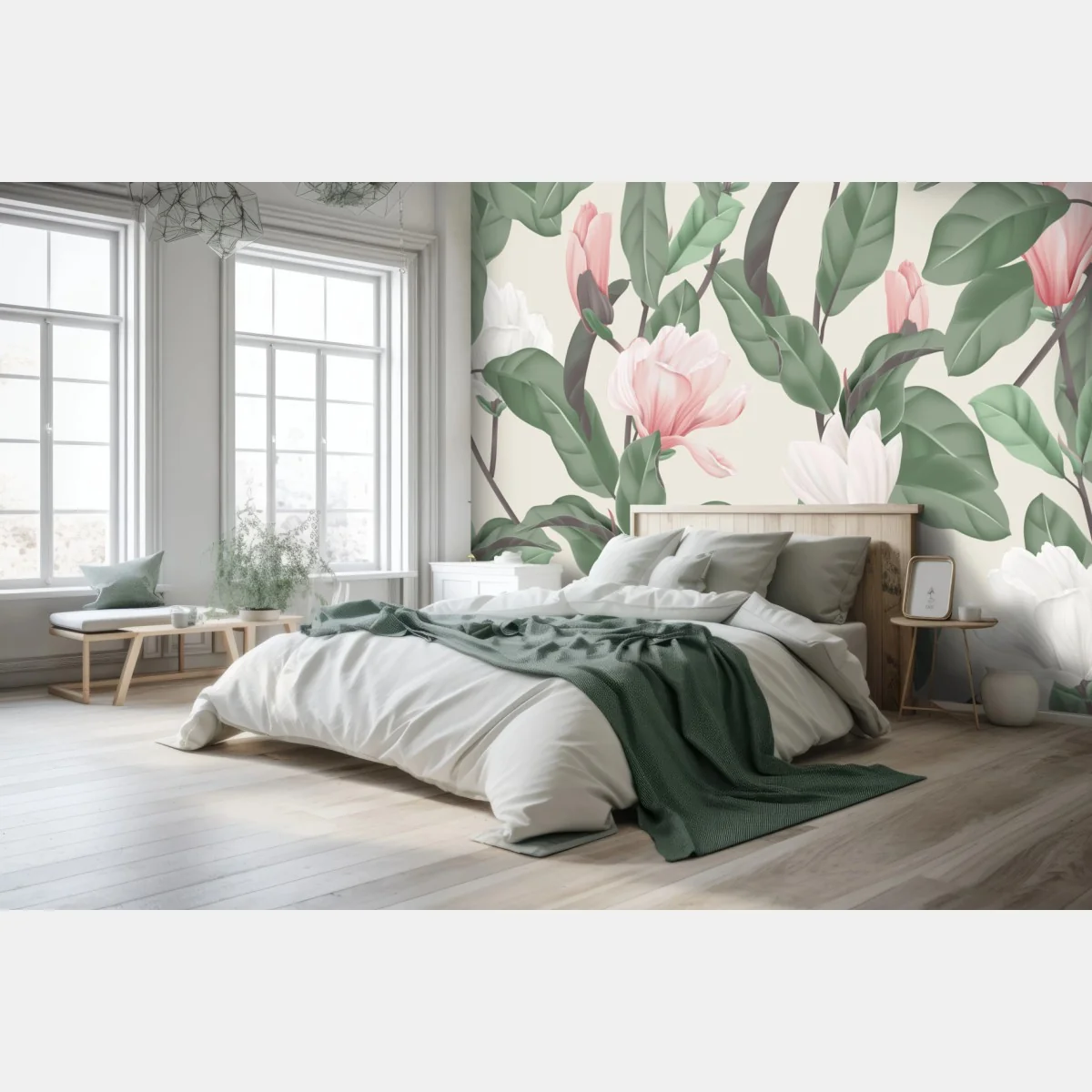 Fototapeta pastelowy wzór z magnolią – Wallissimo® Fototapeta pastelowy wzór z magnolią – Wallissimo®