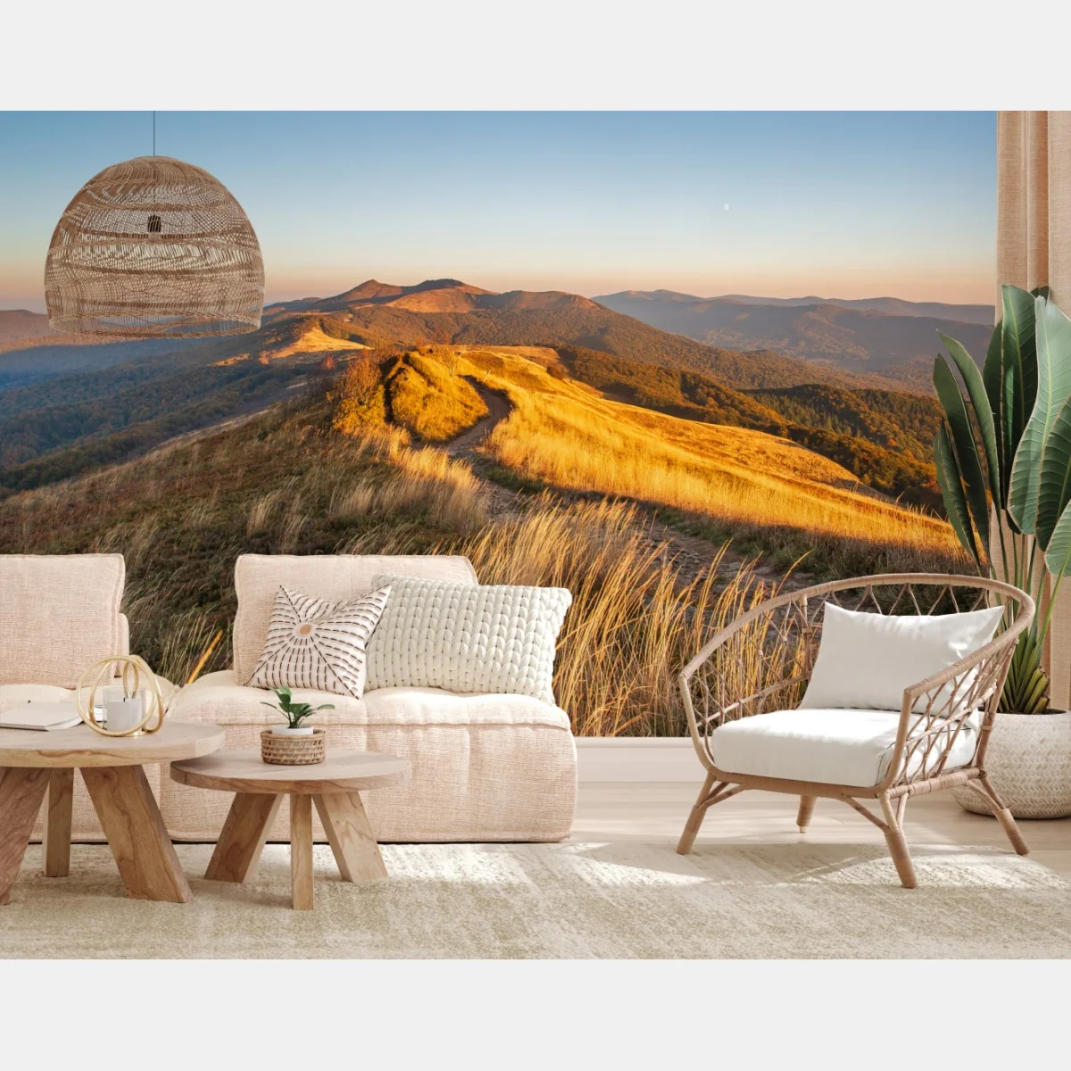 Fototapeta złota grzęda górska o zachodzie słońca – Wallissimo® Fototapeta złota grzęda górska o zachodzie słońca – Wallissimo®