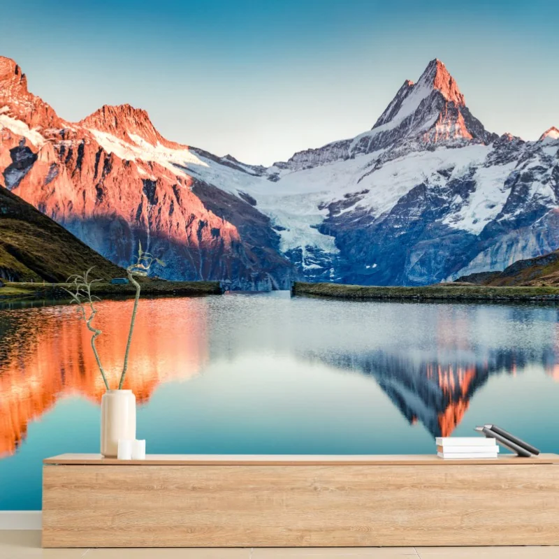 Fototapeta odbicia zachodu słońca nad Bachalpsee, Szwajcaria – Wallissimo® Fototapeta odbicia zachodu słońca nad Bachalpsee, Szwajcaria – Wallissimo®