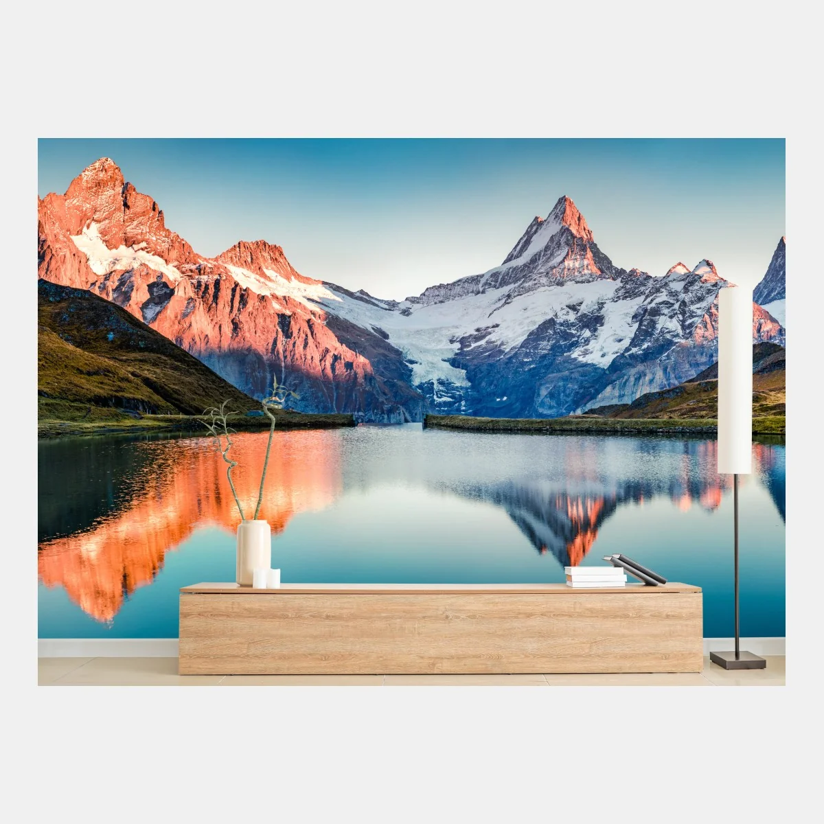 Fototapeta odbicia zachodu słońca nad Bachalpsee, Szwajcaria – Wallissimo® Fototapeta odbicia zachodu słońca nad Bachalpsee, Szwajcaria – Wallissimo®