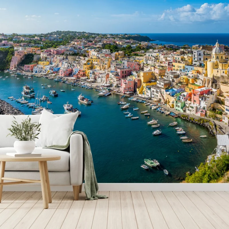 Fototapeta kolorowa panorama portowa Morza Śródziemnego – Wallissimo® Fototapeta kolorowa panorama portowa Morza Śródziemnego – Wallissimo®