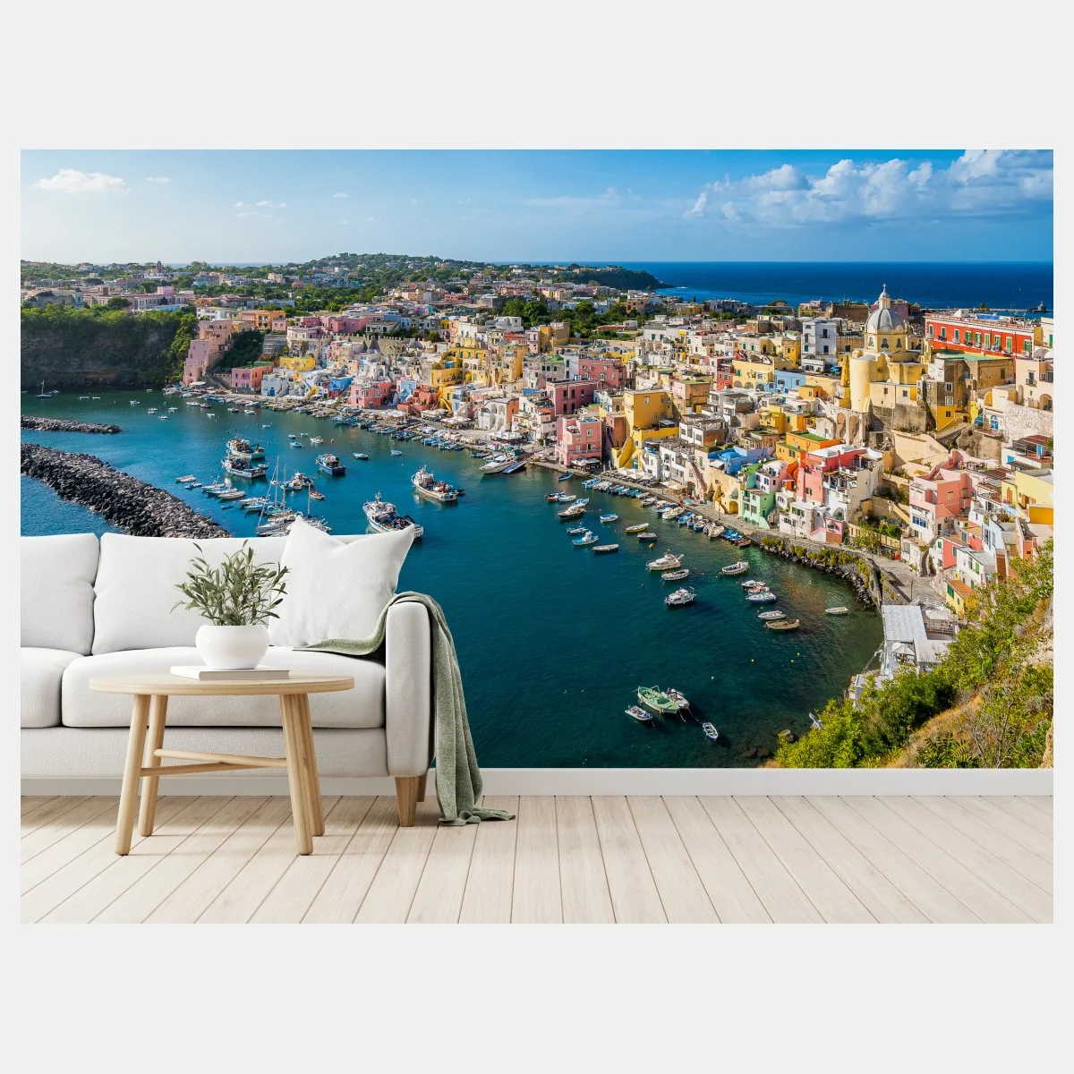 Fototapeta kolorowa panorama portowa Morza Śródziemnego – Wallissimo® Fototapeta kolorowa panorama portowa Morza Śródziemnego – Wallissimo®