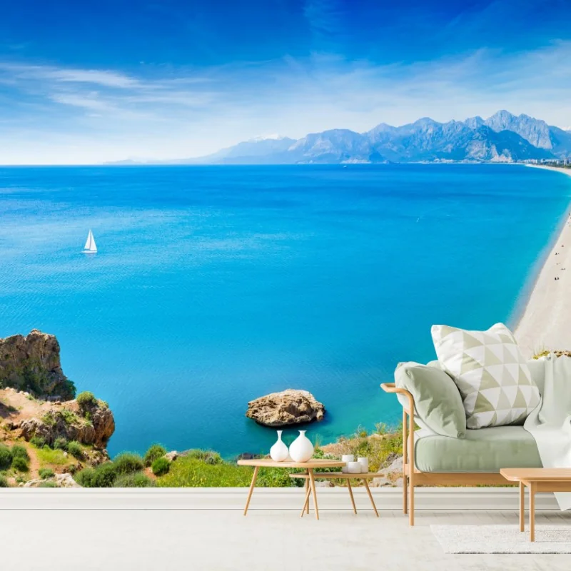 Fototapeta panoramiczna plaża Konyaalti, Antalya – Wallissimo® Fototapeta panoramiczna plaża Konyaalti, Antalya – Wallissimo®