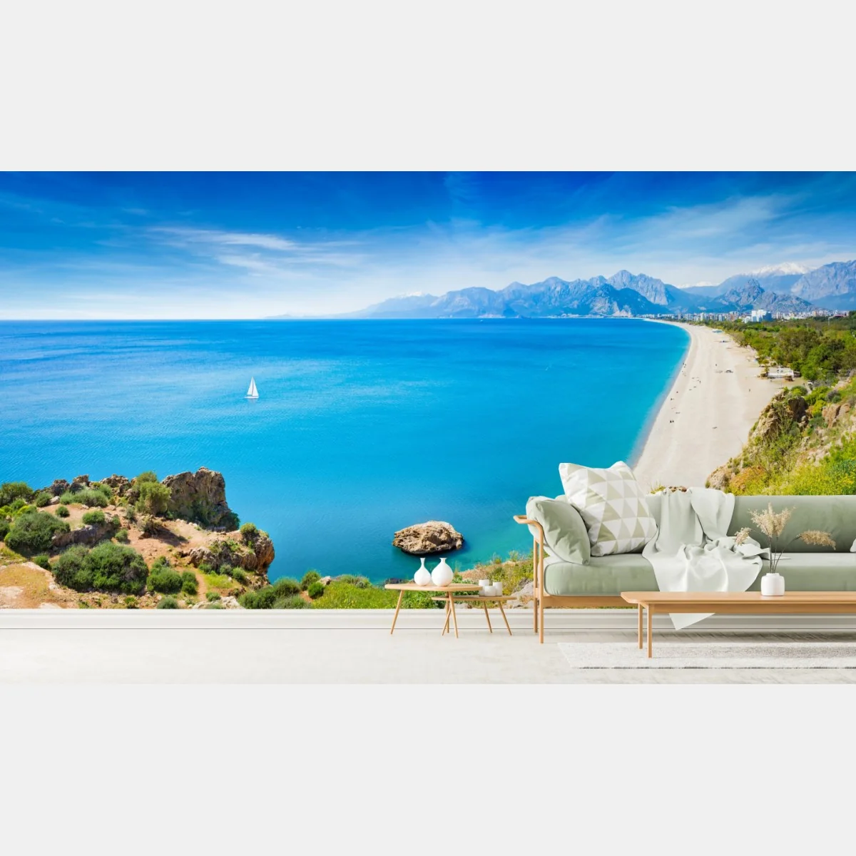 Fototapeta panoramiczna plaża Konyaalti, Antalya – Wallissimo® Fototapeta panoramiczna plaża Konyaalti, Antalya – Wallissimo®
