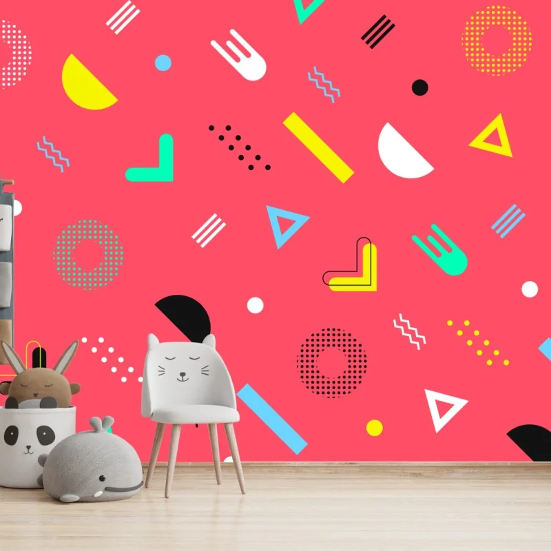 Fototapeta żywy memphis geometryczny wzór – Wallissimo® Fototapeta żywy memphis geometryczny wzór – Wallissimo®