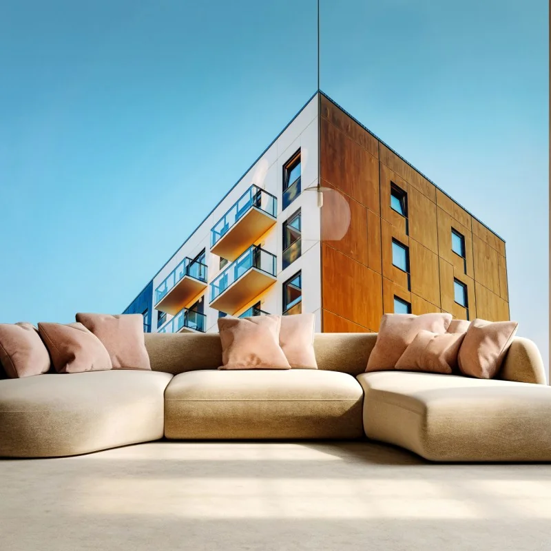 Fototapeta nowoczesny budynek mieszkalny z balkonami – Wallissimo® Fototapeta nowoczesny budynek mieszkalny z balkonami – Wallissimo®