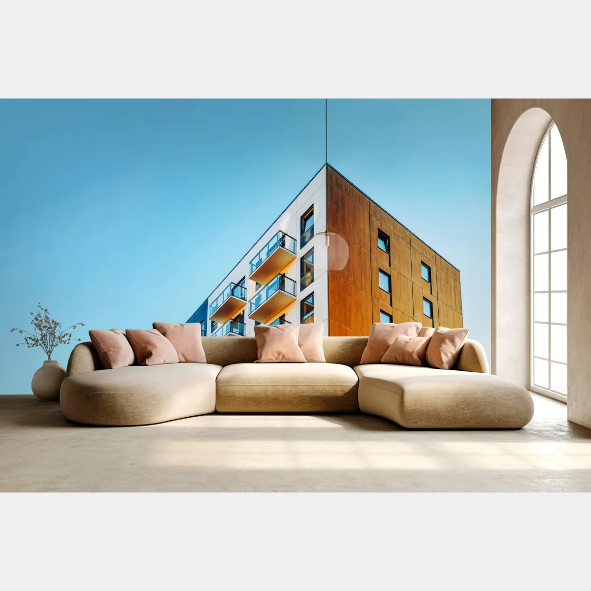 Fototapeta nowoczesny budynek mieszkalny z balkonami – Wallissimo® Fototapeta nowoczesny budynek mieszkalny z balkonami – Wallissimo®