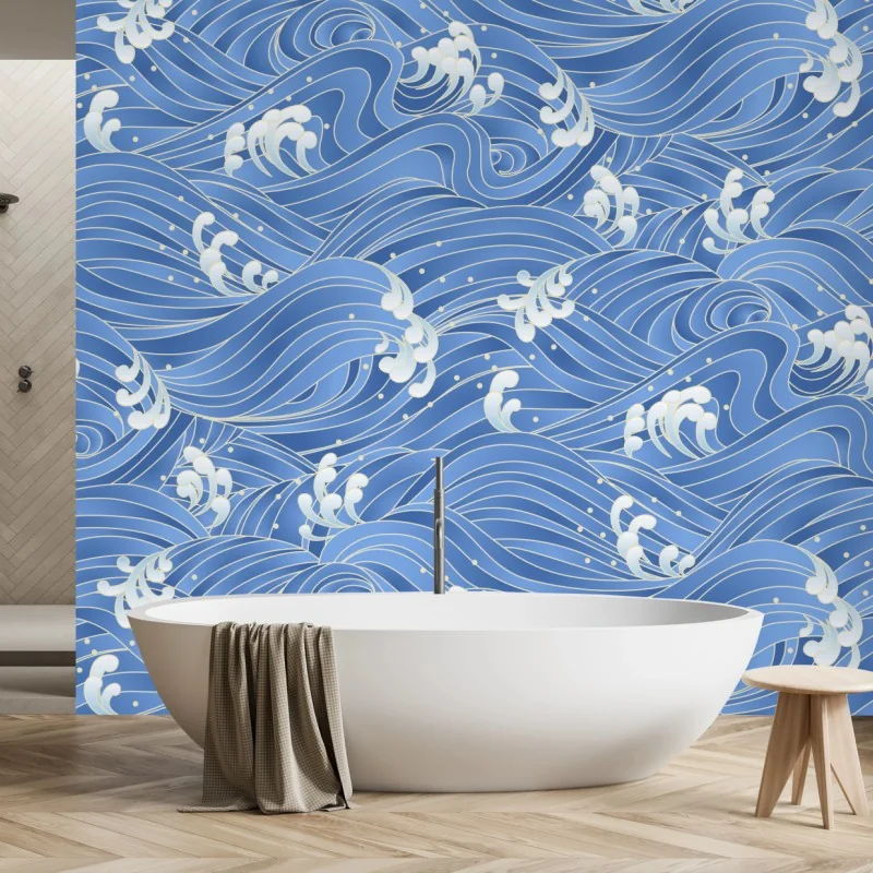 Fototapeta stylizowany Japoński wzór fal – Wallissimo® Fototapeta stylizowany Japoński wzór fal – Wallissimo®