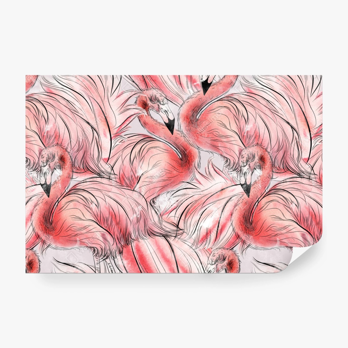 Fototapeta akwarelowy wzór z flamingami – Wallissimo®