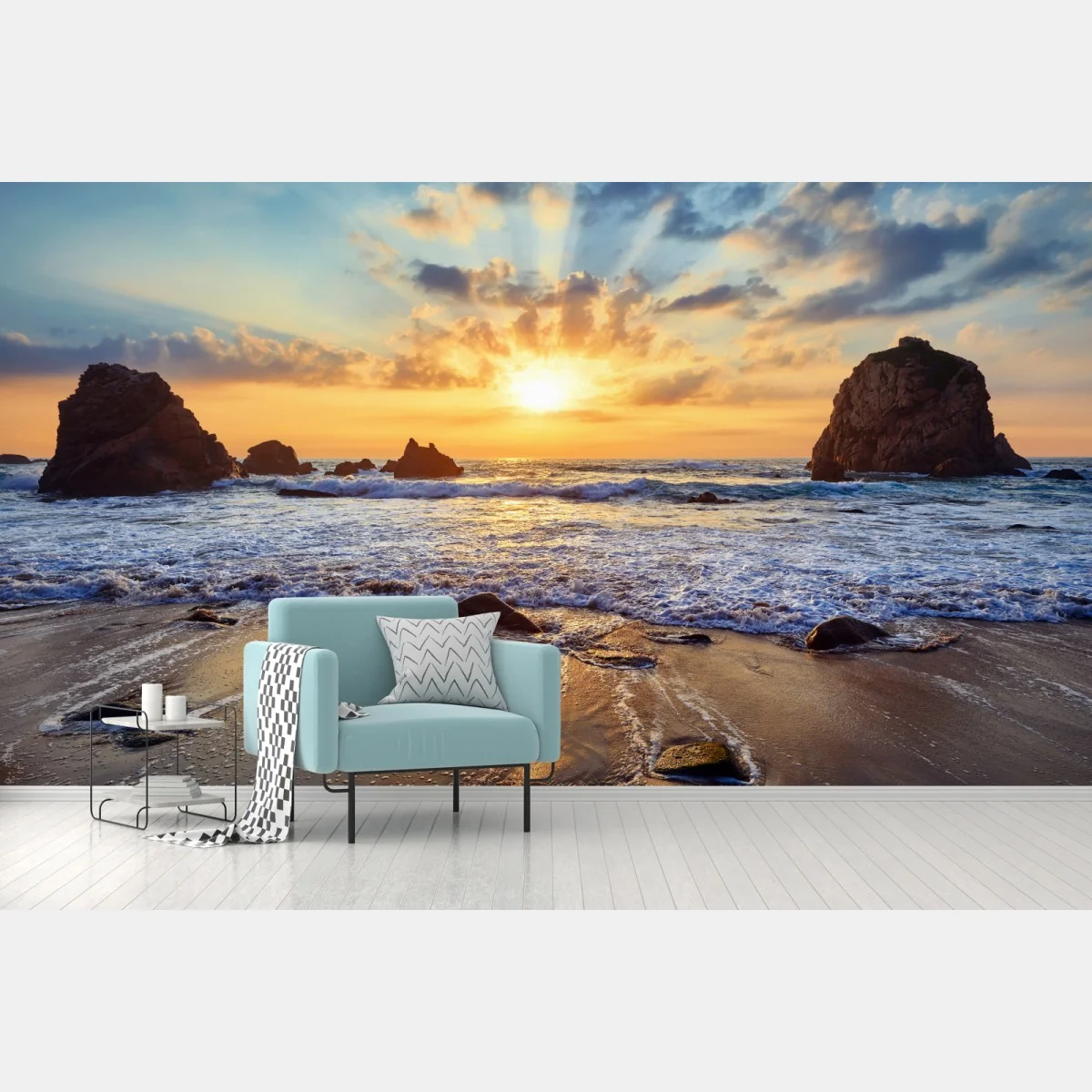 Fototapeta zachód słońca nad skalistym wybrzeżem – Wallissimo® Fototapeta zachód słońca nad skalistym wybrzeżem – Wallissimo®