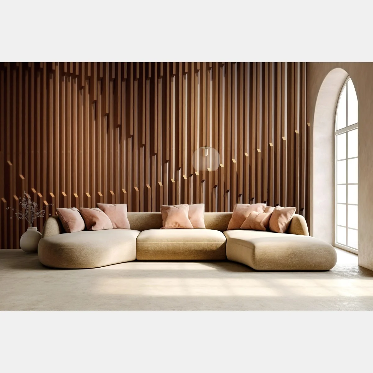 Fototapeta ciepły wzór drewnianych lameli na ścianę – Wallissimo® Fototapeta ciepły wzór drewnianych lameli na ścianę – Wallissimo®