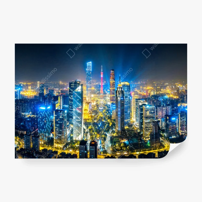 Fototapeta niebiesko-złoty geometryczny ornament – Wallissimo®