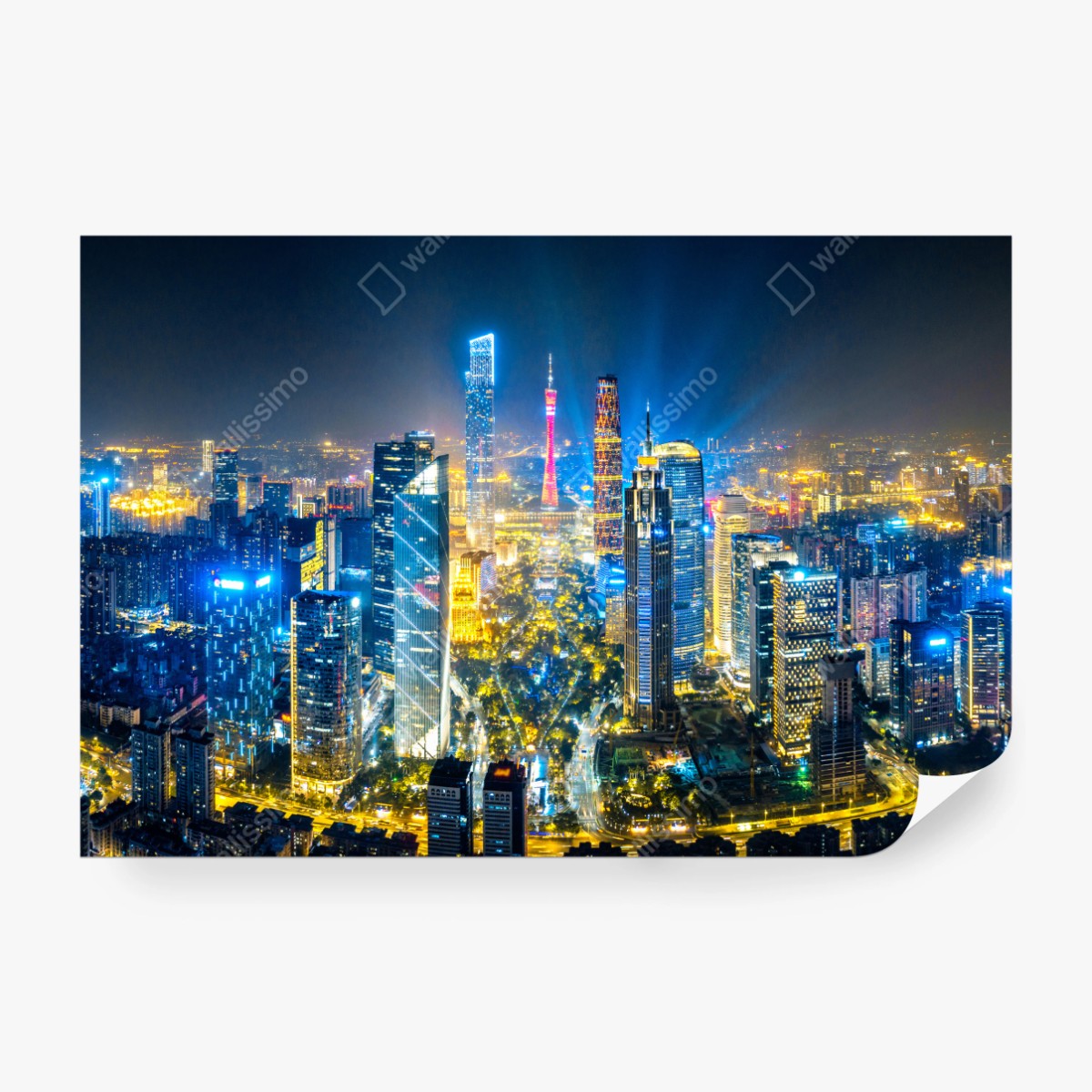 Fototapeta nocna panorama skyline Guangzhou – Wallissimo® Fototapeta nocna panorama skyline Guangzhou – Wallissimo®