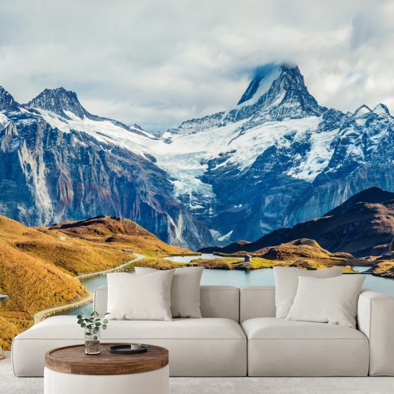 Fototapeta poranek nad jeziorem Bachalp, Alpy Szwajcarskie – Wallissimo® Fototapeta poranek nad jeziorem Bachalp, Alpy Szwajcarskie – Wallissimo®