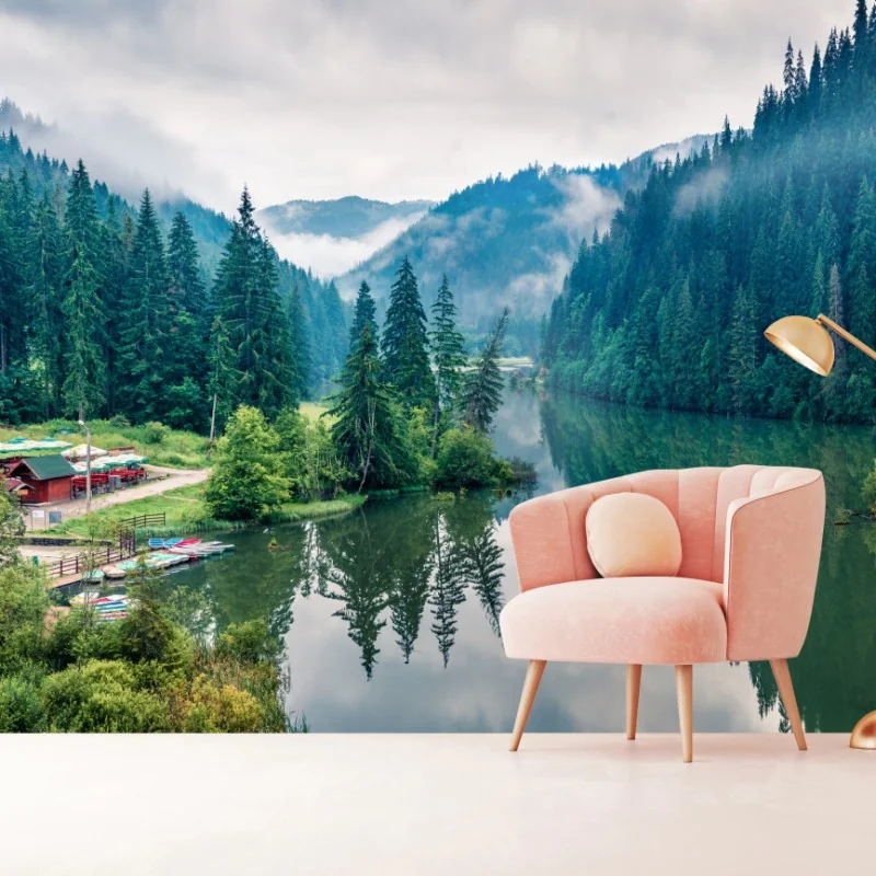 Fototapeta mglisty poranek nad Lacu Rosu – Wallissimo® Fototapeta mglisty poranek nad Lacu Rosu – Wallissimo®