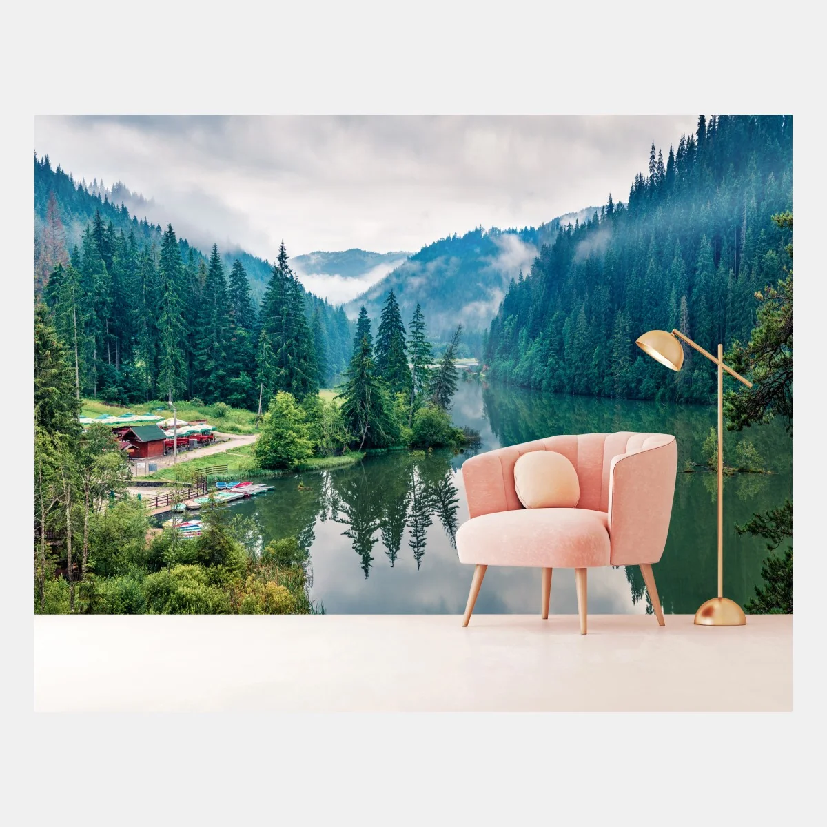 Fototapeta mglisty poranek nad Lacu Rosu – Wallissimo® Fototapeta mglisty poranek nad Lacu Rosu – Wallissimo®