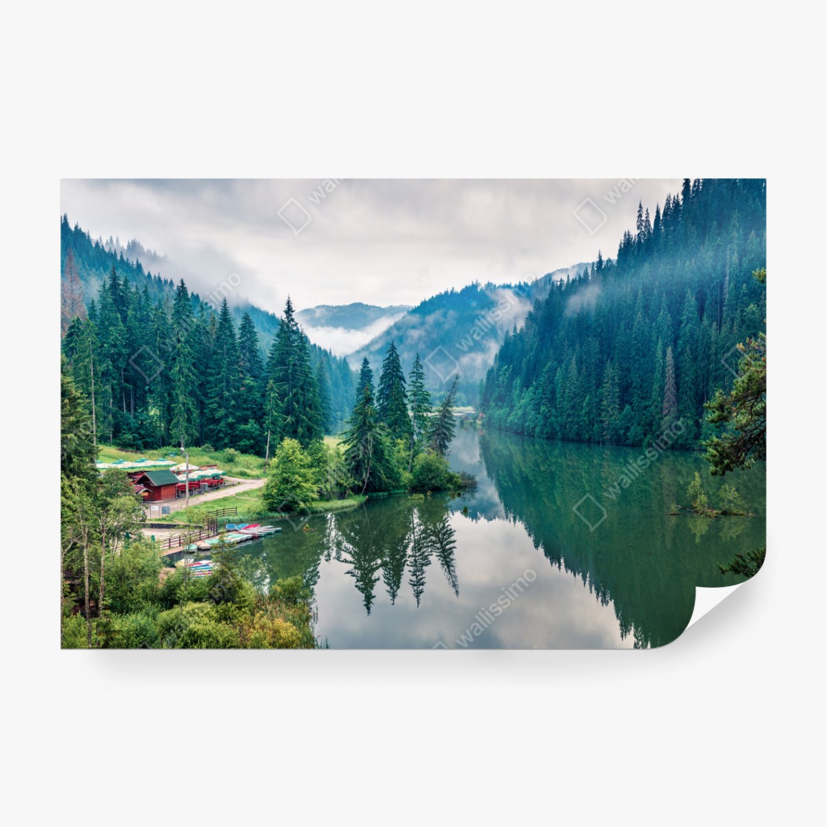Fototapeta mglisty poranek nad Lacu Rosu – Wallissimo® Fototapeta mglisty poranek nad Lacu Rosu – Wallissimo®