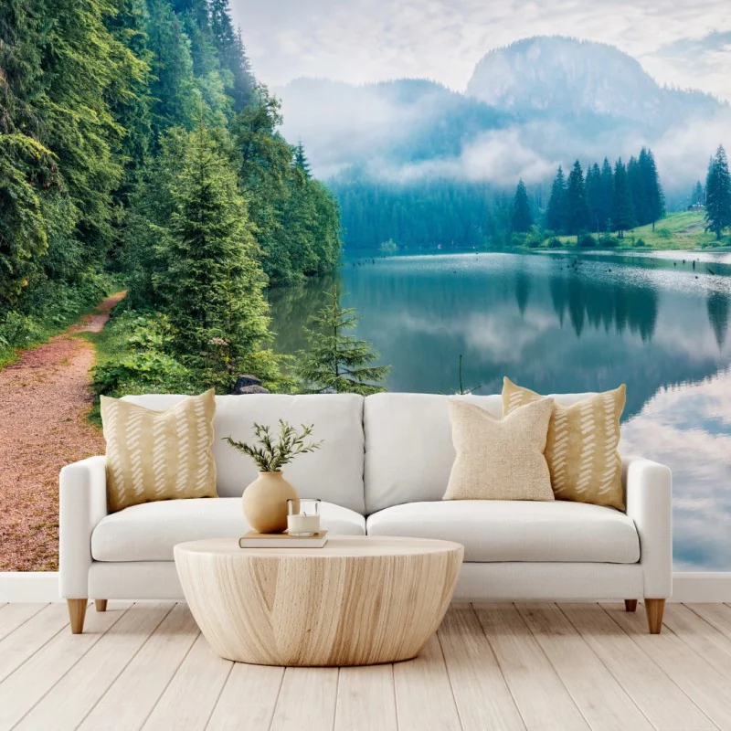 Fototapeta mglisty poranek nad Lacu Rosu – Wallissimo® Fototapeta mglisty poranek nad Lacu Rosu – Wallissimo®