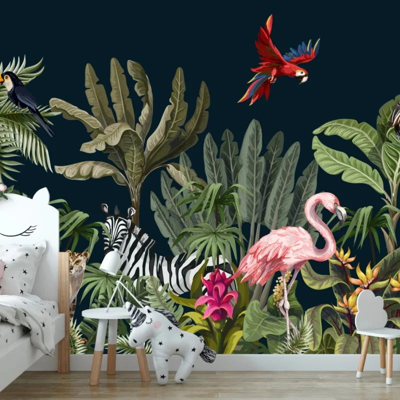 Fototapeta tropikalna scena dżungli z dziką fauną – Wallissimo® Fototapeta tropikalna scena dżungli z dziką fauną – Wallissimo®
