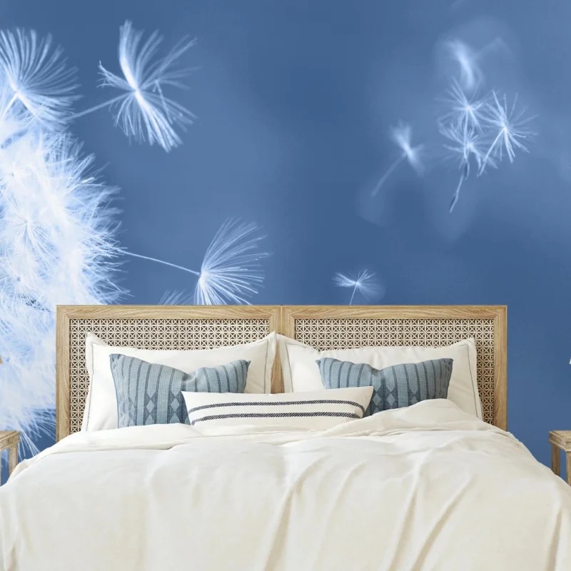 Fototapeta delikatne nasiona dmuchawca w odcieniach niebieskiego – Wallissimo® Fototapeta delikatne nasiona dmuchawca w odcieniach niebieskiego – Wallissimo®