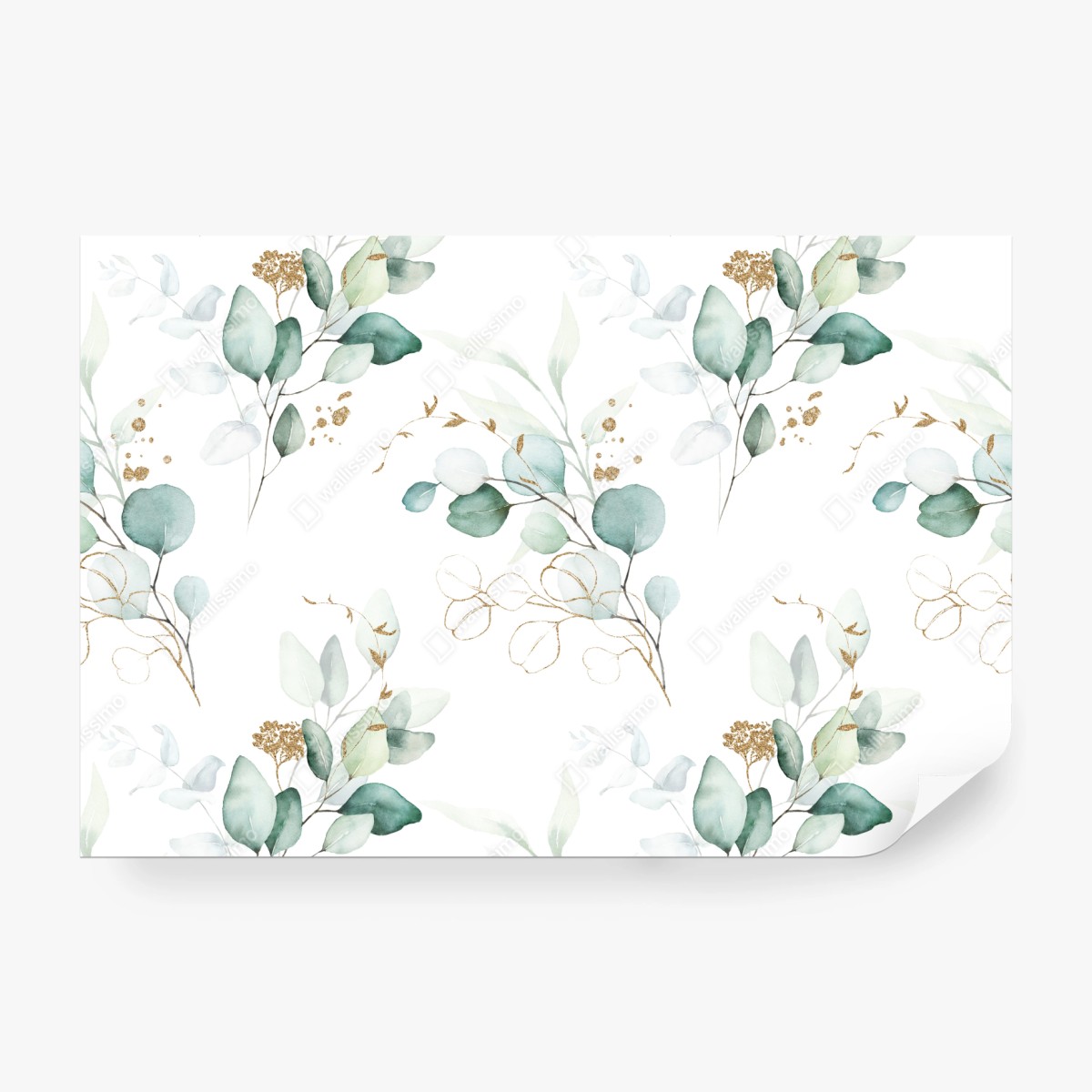 Fototapeta akwarelowy wzór eukaliptusa w zieleni – Wallissimo®