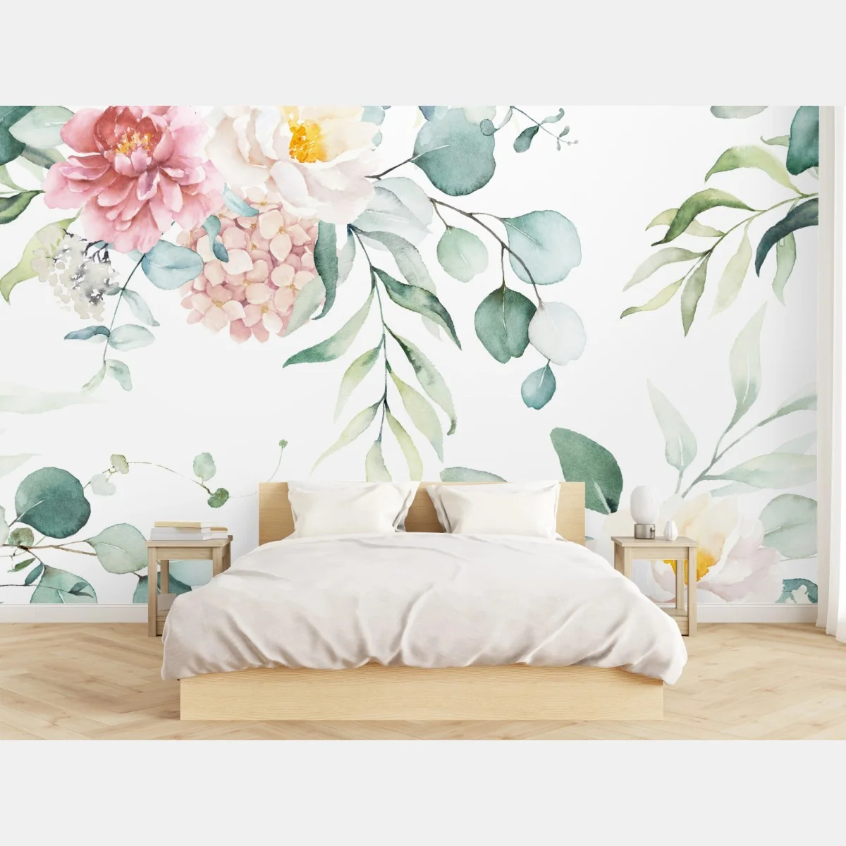 Fototapeta delikatny akwarelowy bukiet kwiatów – Wallissimo® Fototapeta delikatny akwarelowy bukiet kwiatów – Wallissimo®