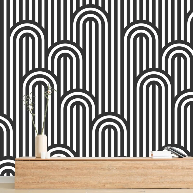 Fototapeta czarno-biały geometryczny wzór w paski – Wallissimo® Fototapeta czarno-biały geometryczny wzór w paski – Wallissimo®