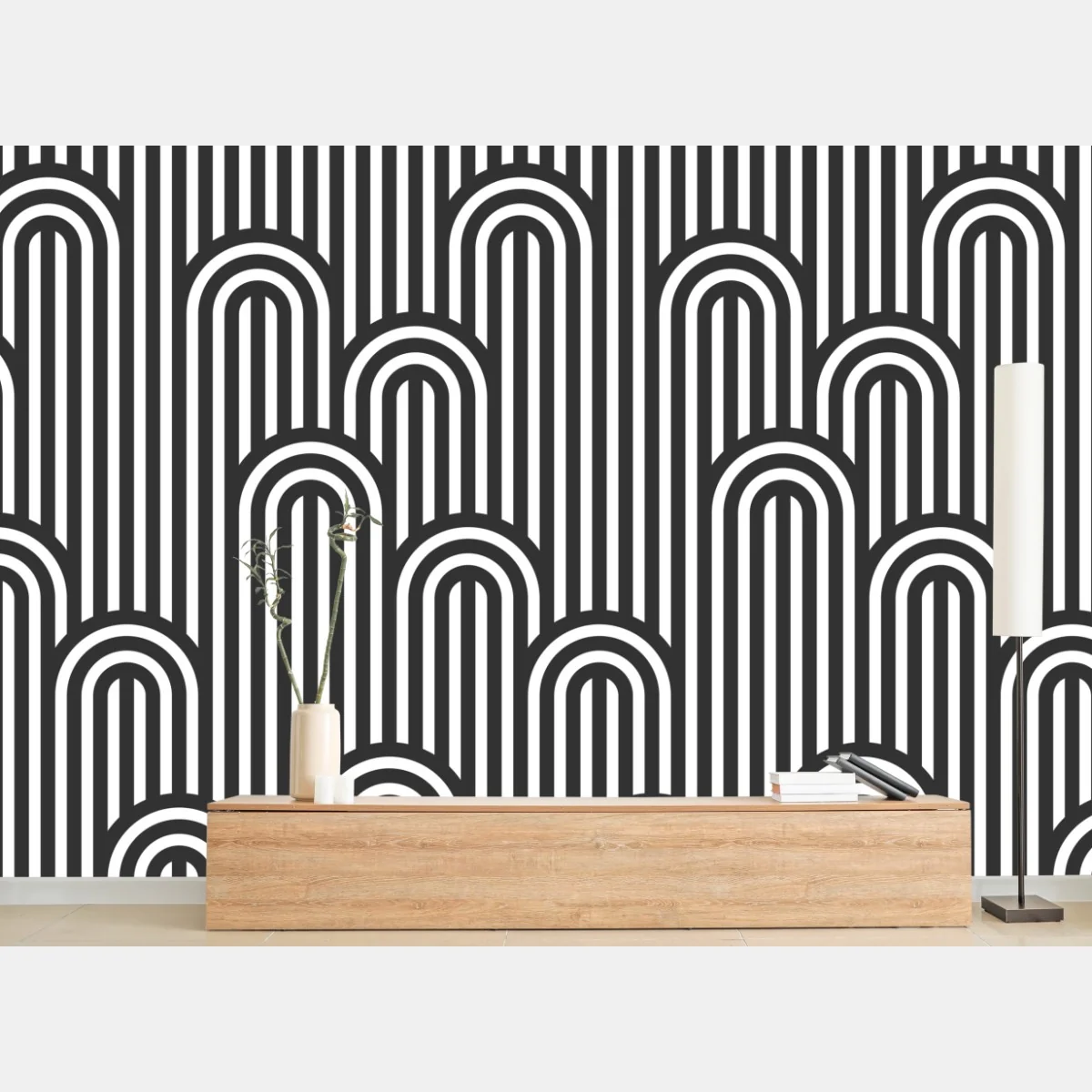 Fototapeta czarno-biały geometryczny wzór w paski – Wallissimo® Fototapeta czarno-biały geometryczny wzór w paski – Wallissimo®