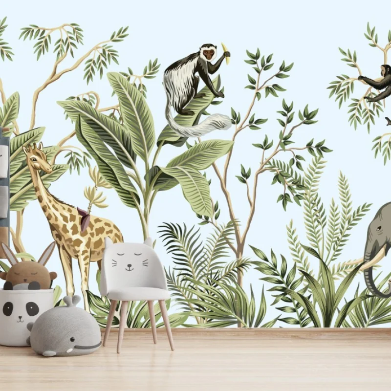 Fototapeta tropikalna dżungla ze zwierzętami – Wallissimo® Fototapeta tropikalna dżungla ze zwierzętami – Wallissimo®