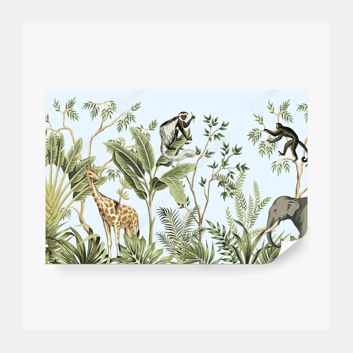 Fototapeta tropikalna dżungla ze zwierzętami – Wallissimo® Fototapeta tropikalna dżungla ze zwierzętami – Wallissimo®
