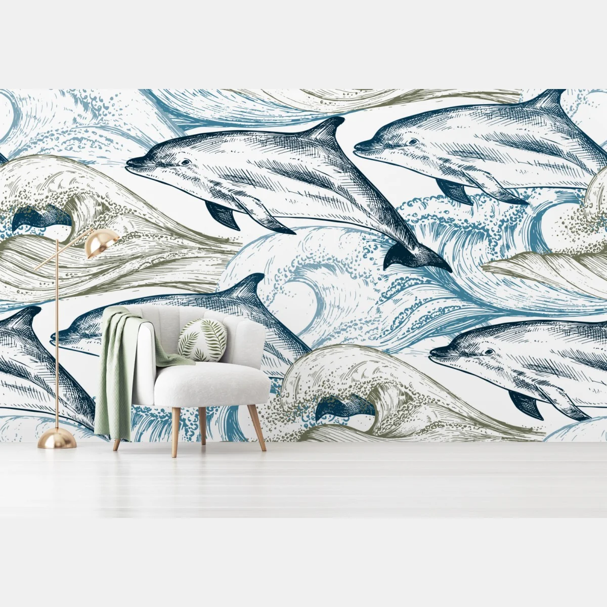 Fototapeta vintage delfiny oceaniczna ilustracja – Wallissimo® Fototapeta vintage delfiny oceaniczna ilustracja – Wallissimo®